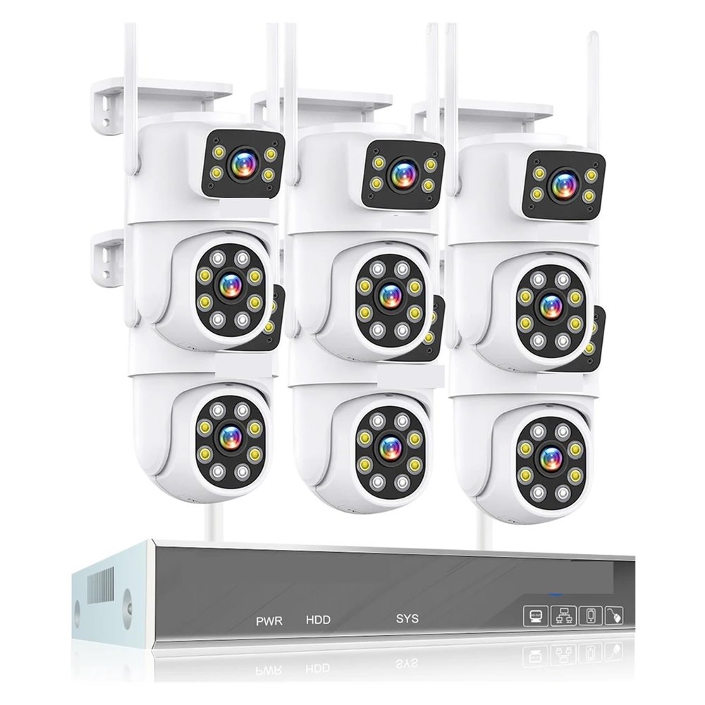 QDVOPHZA 4MP Wireless Dual Lens Camera Security System Kit Two Way Audio PTZ WiFi IP Security Camera 16CH NVR Surveillance System(None,16CH 4MP with 8 PTZ)