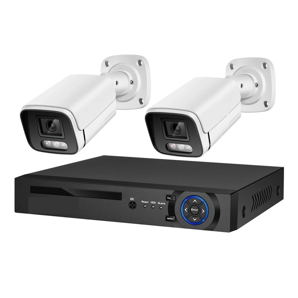 QDVOPHZA 8MP 4K Security Camera Outdoor System POE NVR Kit CCTV Audio Ai Face Record Home Human/Vehicle Detection Audio Surveillance(None,4CH NVR 2 AI Camera)