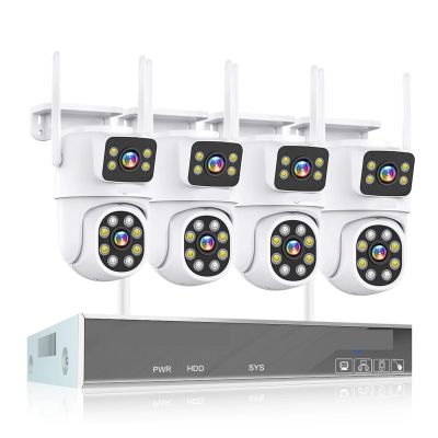 4MP Wireless Dual Lens Camera Security System Kit Two Way Audio PTZ WiFi IP Security Camera 16CH NVR Surveillance System(1T,16CH 4MP with 4 PTZ)
