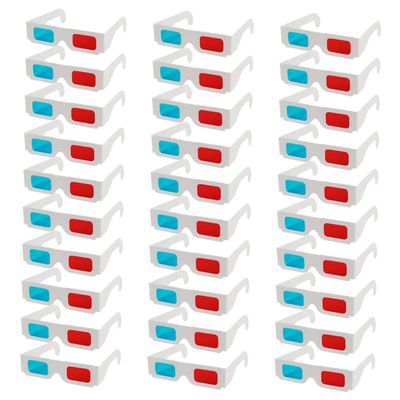 KICHOUSE 30pcs Cardboard Glasses Anaglyph Glasses for Home Use Lightweight and Portable Suitable for Adults and Boys and Girls Lens for Enjoyable Visual