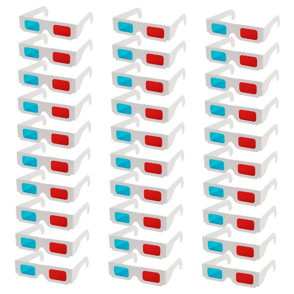 KICHOUSE 30pcs Cardboard Glasses Anaglyph Glasses for Home Use Lightweight and Portable Suitable for Adults and Boys and Girls Lens for Enjoyable Visual