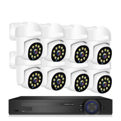 4K 16CH Surveillance System 8MP 4MP Two Way Audio PTZ CCTV System AI P2P Security Camera Video Surveillance Kit(None,16CH 4MP with 8 Cam)