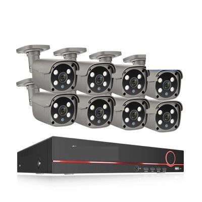 QDVOPHZA 8CH 5MP 8MP Security Camera System 4K HD POE IP Camera Kit Two Way Audio Face Detect Metal Outdoor Video Surveillance(None,8CH 8Pcs 5MP Camera)