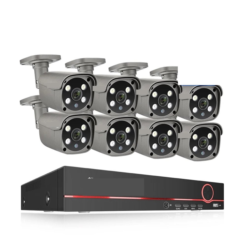 QDVOPHZA 8CH 5MP 8MP Security Camera System 4K HD POE IP Camera Kit Two Way Audio Face Detect Metal Outdoor Video Surveillance(None,8CH 8Pcs 5MP Camera)