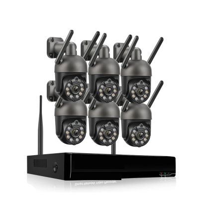3MP PTZ Wireless CCTV System Two Way Audio WiFi IP Security Camera 10CH P2P NVR Video Surveillance Kit Human Auto Track(None,8CH NVR and 6 Camera)