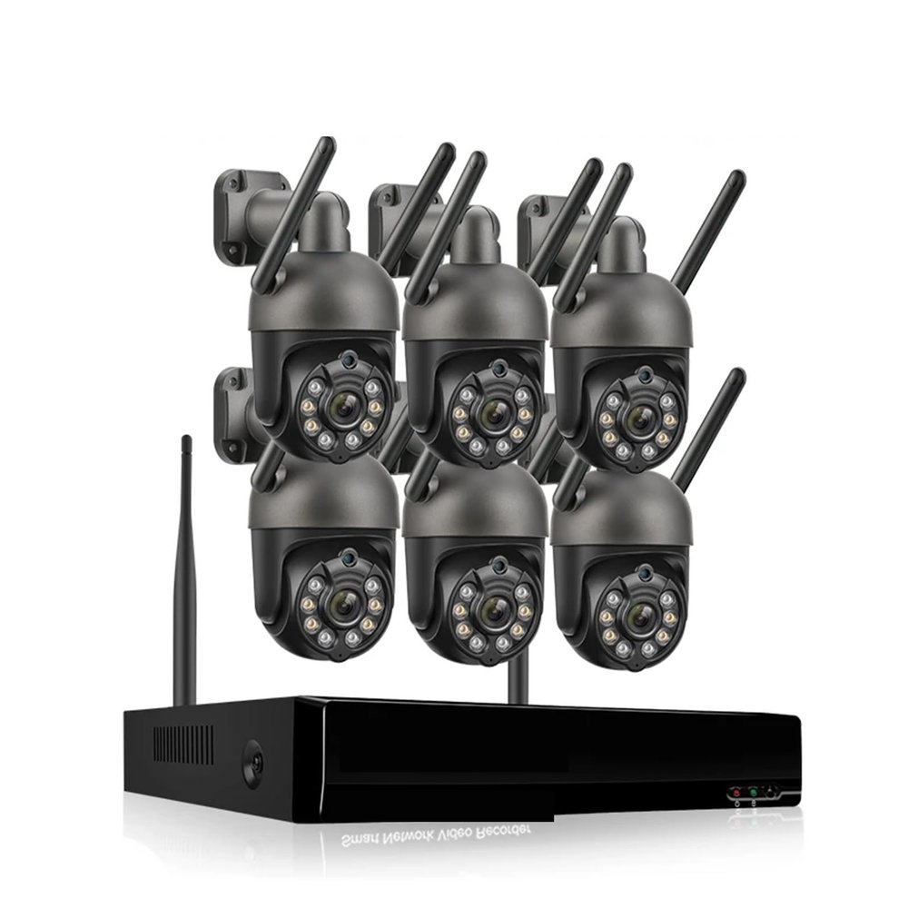 3MP PTZ Wireless CCTV System Two Way Audio WiFi IP Security Camera 10CH P2P NVR Video Surveillance Kit Human Auto Track(None,8CH NVR and 6 Camera)