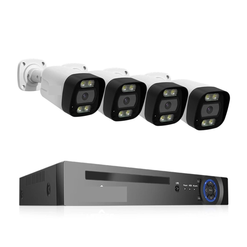 4K 8MP POE Security Camera System AI Face Detection 8CH NVR H.265 Video Recorder Outdoor CCTV Surveillance IP Camera Kit(None,4K 4PCS New Camera)