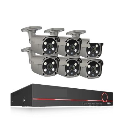 QDVOPHZA 8CH 5MP 8MP Security Camera System 4K HD POE IP Camera Kit Two Way Audio Face Detect Metal Outdoor Video Surveillance(None,8CH 6Pcs 5MP Camera)
