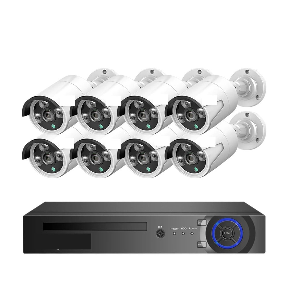 QDVOPHZA 4K 8MP POE Security Camera System AI Face Detection 8CH NVR H.265 Video Recorder Outdoor CCTV Surveillance IP Camera Kit(None,3MP 8PCS AI Camera)