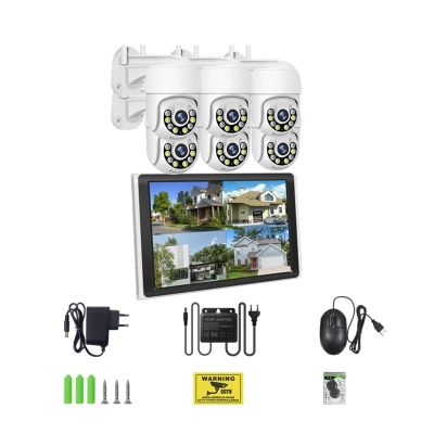 QDVOPHZA 10.1 Inch Monitor 3MP Wireless Surveillance Kit Outdoor WiFi IP PTZ Security Camera System 8CH NVR Kit Home Mornitoring Set(None,8CH NVR 6 Cams 3MP)