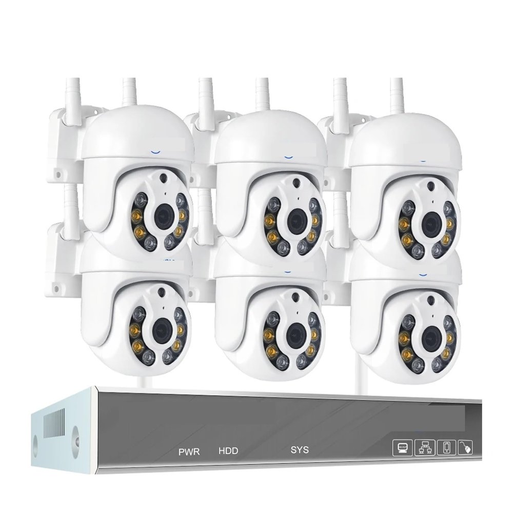 QDVOPHZA 4MP HD Wireless Surveillance System WiFi PTZ Camera Set CCTV Two Way Audio Waterproof IP Security 10CH P2P NVR Video Kit(None,10CH 5MP 6 PTZ)