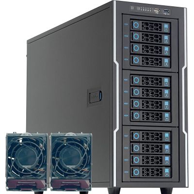DirectNine Basics ZhenLoong 12 Bay hot-swap HDD Full Tower case EEB/EATX Server Graphic Workstation Chassis SATA3.0 6Gb backplane with 2 x GPU Fan and Air Transportation Takes About 15 Days.