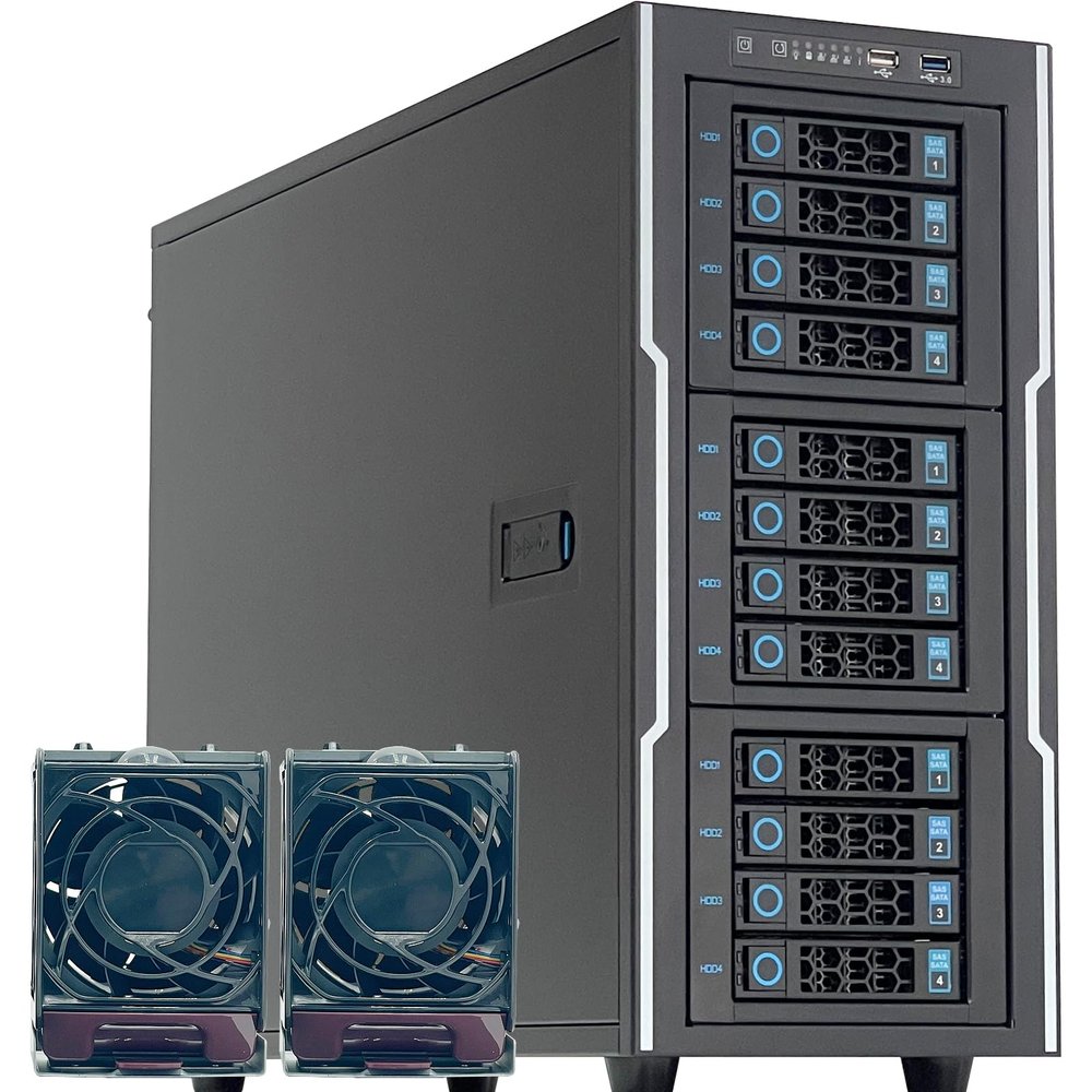 DirectNine Basics ZhenLoong 12 Bay hot-swap HDD Full Tower case EEB/EATX Server Graphic Workstation Chassis SATA3.0 6Gb backplane with 2 x GPU Fan and Air Transportation Takes About 15 Days.