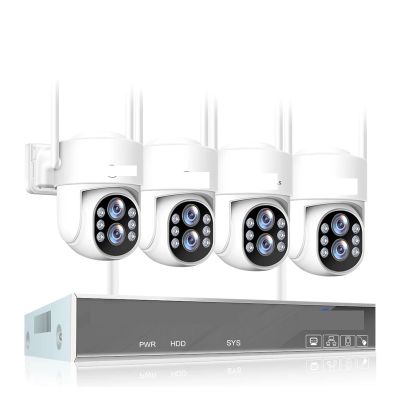 QDVOPHZA 4MP HD Wireless Surveillance System WiFi PTZ Camera Set CCTV Two Way Audio Waterproof IP Security 10CH P2P NVR Video Kit(None,10CH 4MP 4 Dual Lens)