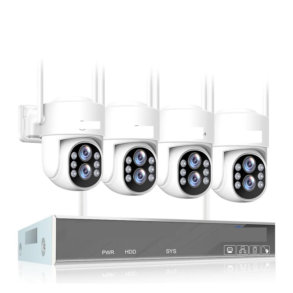 QDVOPHZA 4MP HD Wireless Surveillance System WiFi PTZ Camera Set CCTV Two Way Audio Waterproof IP Security 10CH P2P NVR Video Kit(None,10CH 4MP 4 Dual Lens)