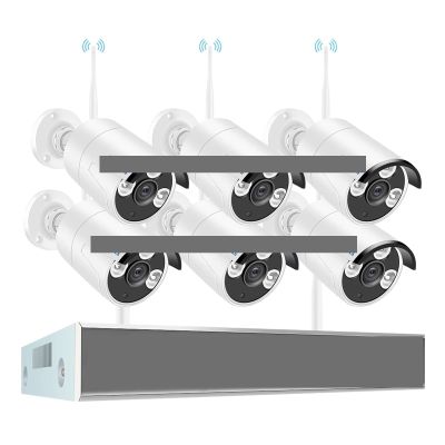 QDVOPHZA 5MP 8CH Wireless CCTV System 1920P Outdoor Waterproof WiFi IP Security Camera Audio Record P2P Video Surveillance Kit(None,8CH NVR with 6 Cam)