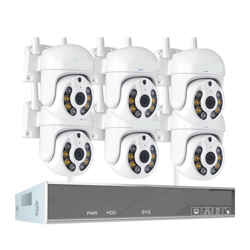 QDVOPHZA 4MP HD Wireless Surveillance System WiFi PTZ Camera Set CCTV Two Way Audio Waterproof IP Security 10CH P2P NVR Video Kit(None,10CH 3MP 6 PTZ)
