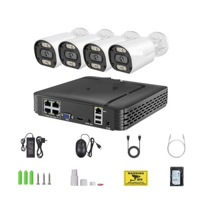 QDVOPHZA 8MP Camera System 4K POE NVR Video Surveillance Kit 5MP 4MP Audio Ai Face Detect Color Night Vision IP CCTV Camera Set(1T,4CH NVR and 8MP Cam)