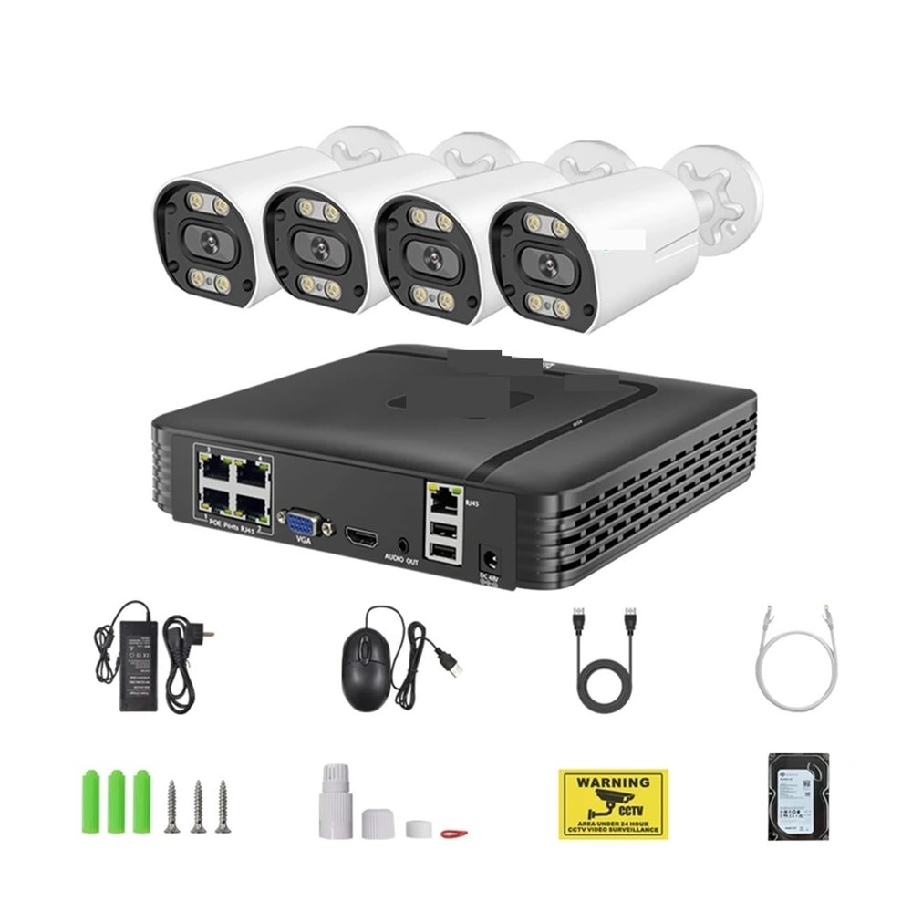 QDVOPHZA 8MP Camera System 4K POE NVR Video Surveillance Kit 5MP 4MP Audio Ai Face Detect Color Night Vision IP CCTV Camera Set(1T,4CH NVR and 8MP Cam)