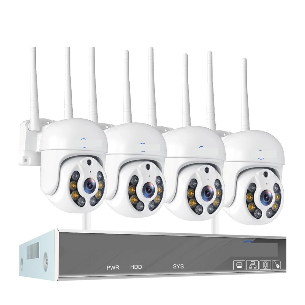 4MP HD Wireless Surveillance System WiFi PTZ Camera Set CCTV Two Way Audio Waterproof IP Security 10CH P2P NVR Video Kit(None,10CH 5MP 4 PTZ)