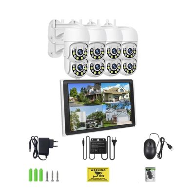 10.1 Inch Monitor 3MP Wireless Surveillance Kit Outdoor WiFi IP PTZ Security Camera System 8CH NVR Kit Home Mornitoring Set(None,8CH NVR 8 Cams 3MP)