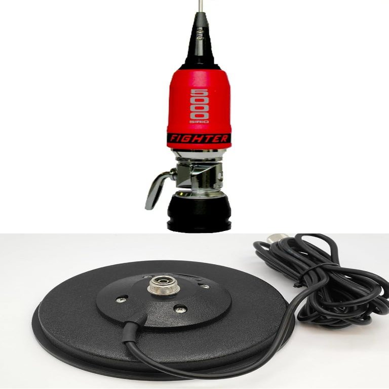 Sirio Performer 5000 PL 10m & CB Mobile Antenna with Sirio Mag 145 PL Mag Mount (Red)