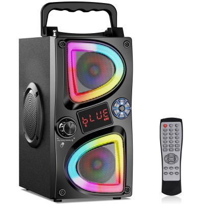 Bluetooth Speaker, 60W(Peak) Wireless Portable Small Home Party Speakers with Double Subwoofer Deep Bass, Radio, Lights, 80dB Loud Stereo Sound Boombox for Outdoor Camping Gifts