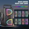 Bluetooth Speaker, 60W(Peak) Wireless Portable Small Home Party Speakers with Double Subwoofer Deep Bass, Radio, Lights, 80dB Loud Stereo Sound Boombox for Outdoor Camping Gifts view 3