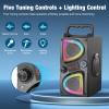 Bluetooth Speaker, 60W(Peak) Wireless Portable Small Home Party Speakers with Double Subwoofer Deep Bass, Radio, Lights, 80dB Loud Stereo Sound Boombox for Outdoor Camping Gifts view 4