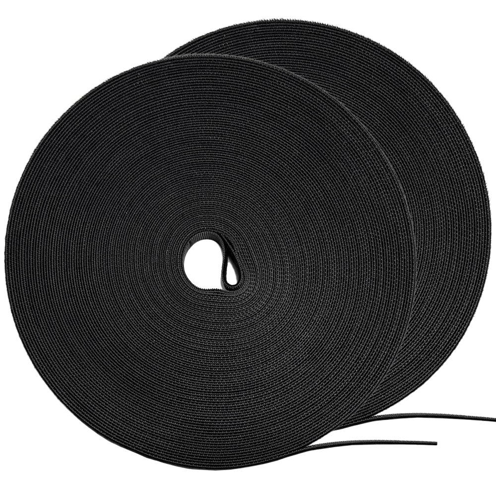164ft x 1/2 inch Reusable Fastening Cable Ties, Hitotsu Hook and Loop Roll, Self-Gripping Bundling Strips for Cord Manage,Home, Office, Electrical Cords, Data Center, Host Room, Black, 2 Roll