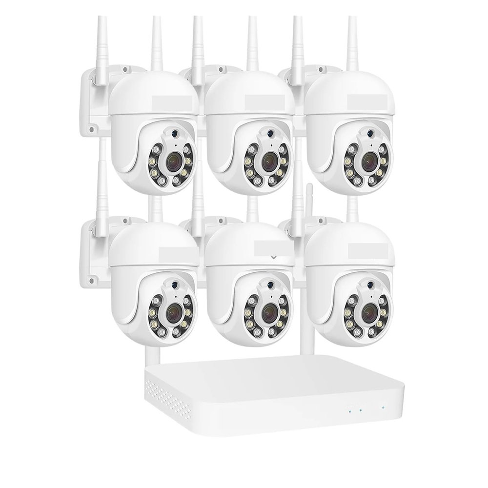 QDVOPHZA 5MP WiFi CCTV PTZ Camera Security System Kit, 10CH NVR AI Motion Tracking Color Night Vision IP Camera Surveillance System(500g,10CH NVR 6 Cameras_E/U)