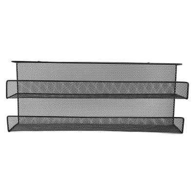 Under Desk Storage Basket, Under Desk Cable Management Tray Iron Double Layer No Drilling Trackless Installation Desk Cable Organizers, Wire Management Tray for Studies Office