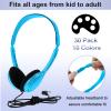 Yunsailing 30 Pack Bulk Over Ear Headphones Set On Ear Headsets Earphones with Adjustable Headband and 3.5mm Plug for Group Learning, Computer Lab, Library, Online Lesson (Vivid Color) view 2
