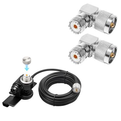 Anina Car Antenna Lip Mount Bracket Fix Bracket Mounting UHF PL259 Male to SO239 Female RG58 Cable UHF Male PL259 to SO239 UHF Female Coax Connector Right Angle L Shape Low Loss Antenna Adapter