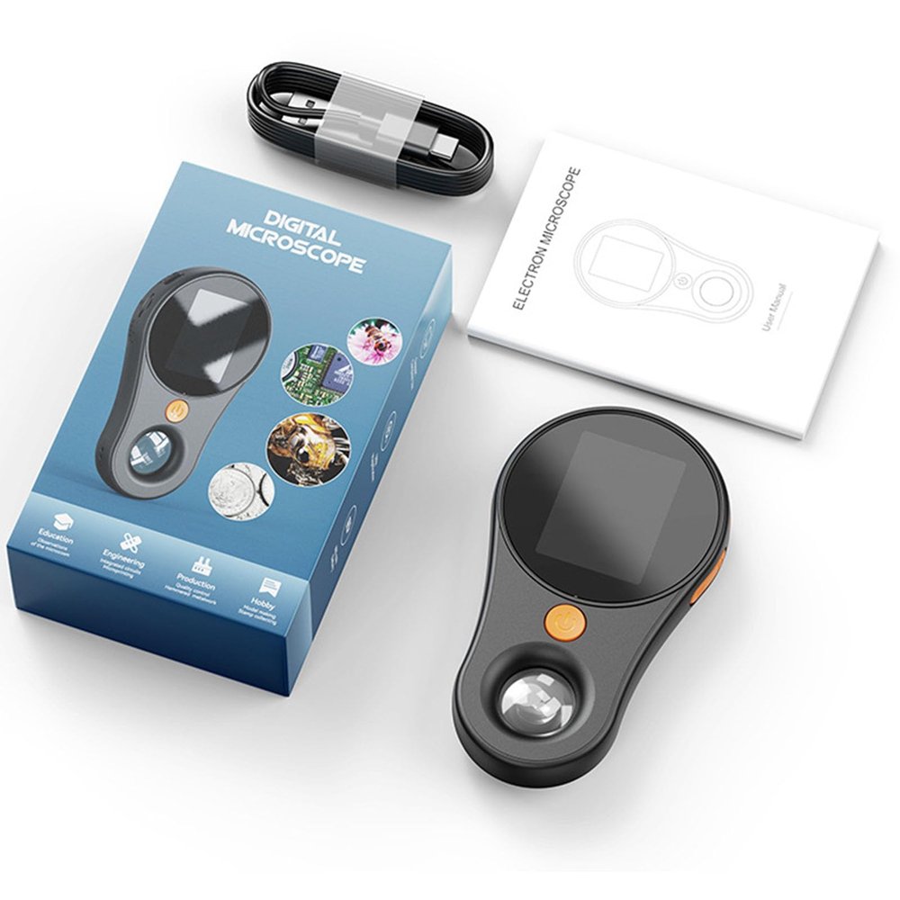 500X Magnification, Enhanced Illumination, Computer Connection Handheld Microscope, 2.0 Inch Screen Digital Viewer with 8 LEDs (Black)