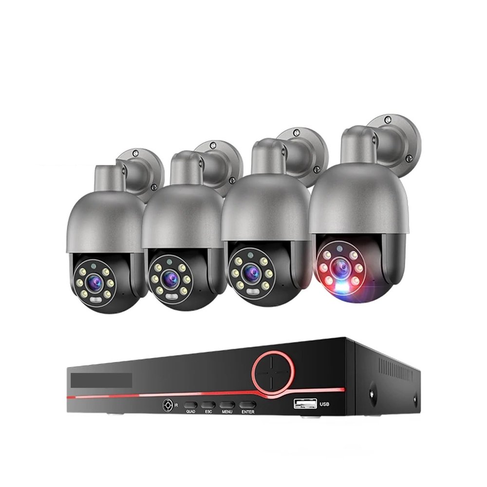 QDVOPHZA HD 5MP 8MP POE Smart Security PTZ Camera System Outdoor Ultra H.265 8CH CCTV System Full Color Night Surveillance Kit(None,8CH NVR 4 Camera 5MP)
