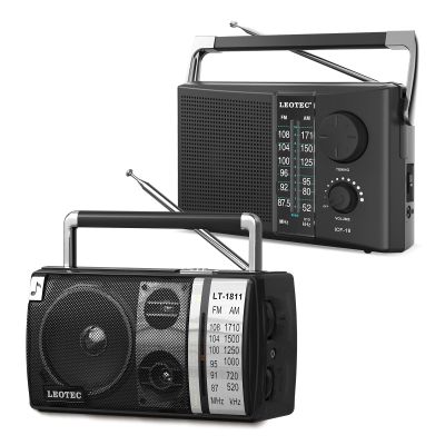 LEOTEC Portable AM/FM Radio with Best Reception, Battery Operated or AC Power, Bluetooth Radio