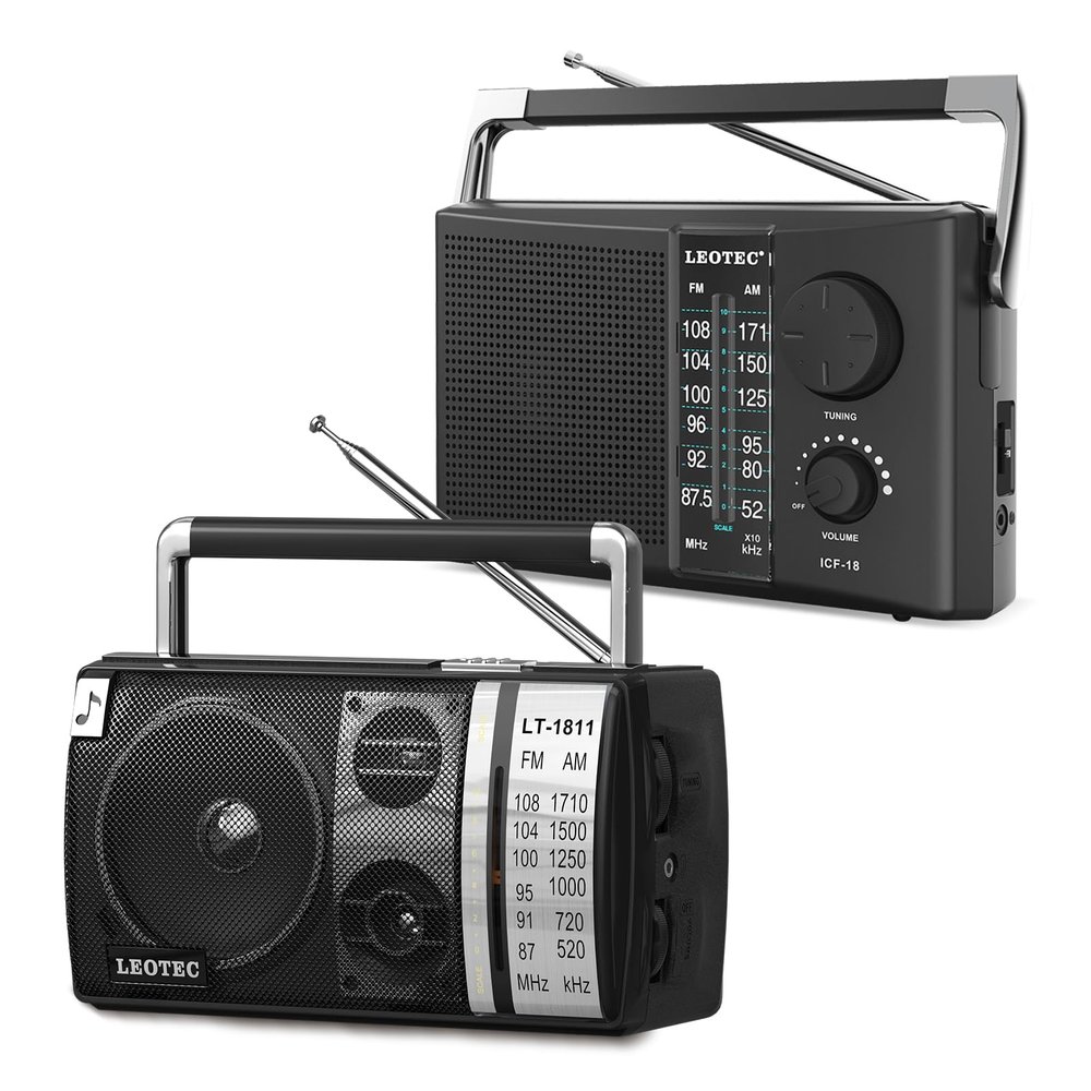 LEOTEC Portable AM/FM Radio with Best Reception, Battery Operated or AC Power, Bluetooth Radio