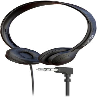 Bulktech 1 Pack Wired On-Ear Leather Headphones with 3.5mm Connector, Black