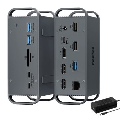 USB C Docking Station Triple Monitor, Laptop Docking Station with Dual 4K@60Hz HDMI, 4K@60Hz DP, 8 USB A/C Ports, 1000Mbps Ethernet, SD/TF Card Slot, 100W AC Power Adapter for Hp Dell Windows Laptops