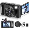 Digital Camera 4K for Photography, 50MP Vlogging Camera for YouTube Video with Flash and 3" 180 Flip Screen, 18X Digital Zoom Compact Travel Cameras with 64GB TF Card for Teens Beginner (Black) view 1