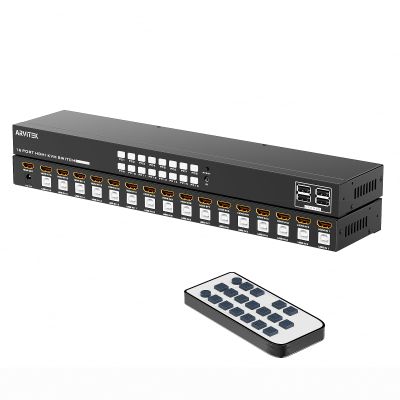 Arvitek 16 Ports KVM Switch HDMI, 16 in 1 Out Rack Mount KVM 4K@30Hz with 4 USB 2.0 Ports, 16 Computers Share 1 Set of Monitor, Keyboard, Mouse, Included 16 HDMI Cables + 16 USB-B Cables + IR Remote