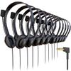 50 Pack Bulk Wired On-Ear Leather Headsets with Boom Microphone and 3.5mm Connector, Black view 1