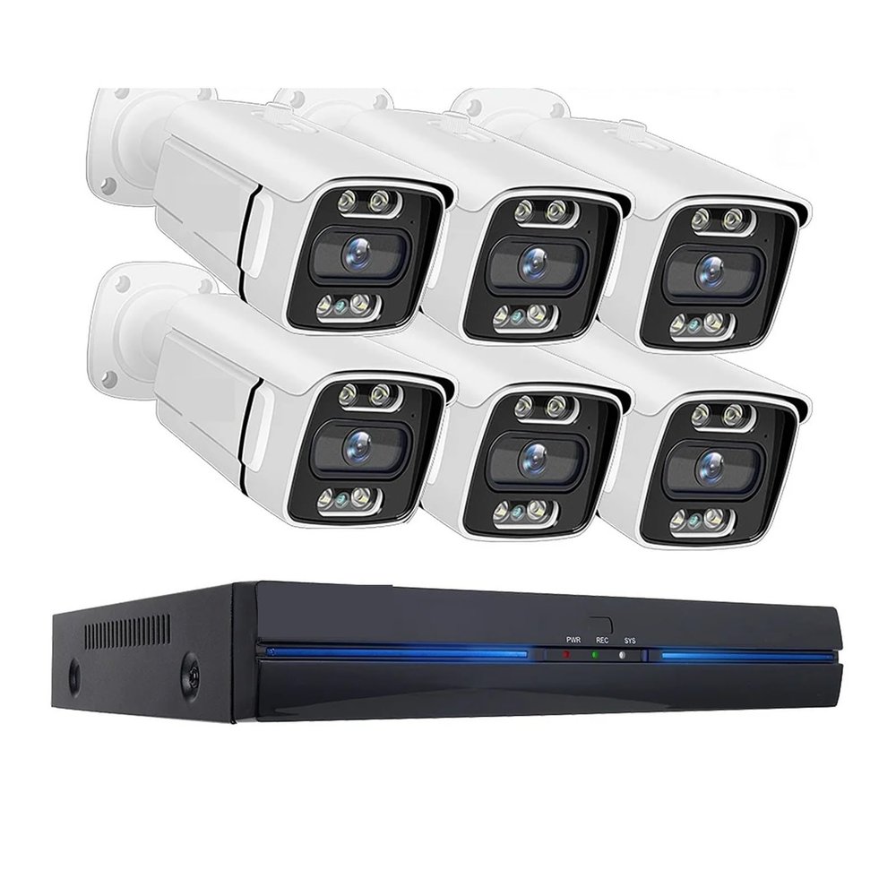 8CH 5MP 8MP POE Surveillance System Two Way Audio 8MP Colorful Night Vision NVR Kit CCTV H.265 P2P Video Surveillance Set(None,8CH 5MP with 6 Cam)