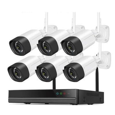 5MP WiFi Surveillance Camera System Color Night Vision P2P Wireless Street Security CCTV Camera Kit 10CH Wireless NVR Set(None,05)
