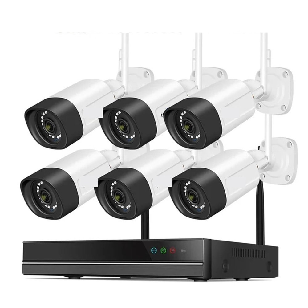 5MP WiFi Surveillance Camera System Color Night Vision P2P Wireless Street Security CCTV Camera Kit 10CH Wireless NVR Set(None,05)