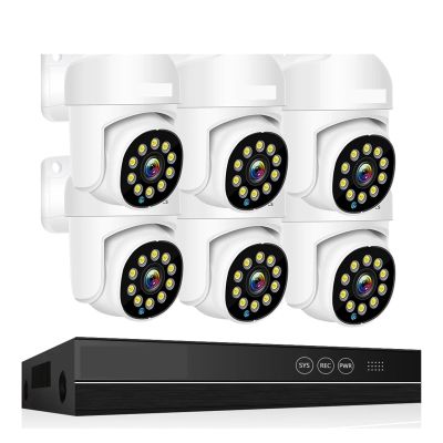 4K Surveillance System 8MP 4MP Two Way Audio PTZ CCTV POE AI Security Camera 8CH P2P NVR Video Surveillance Kit(None,8CH 8MP with 6 Cam)