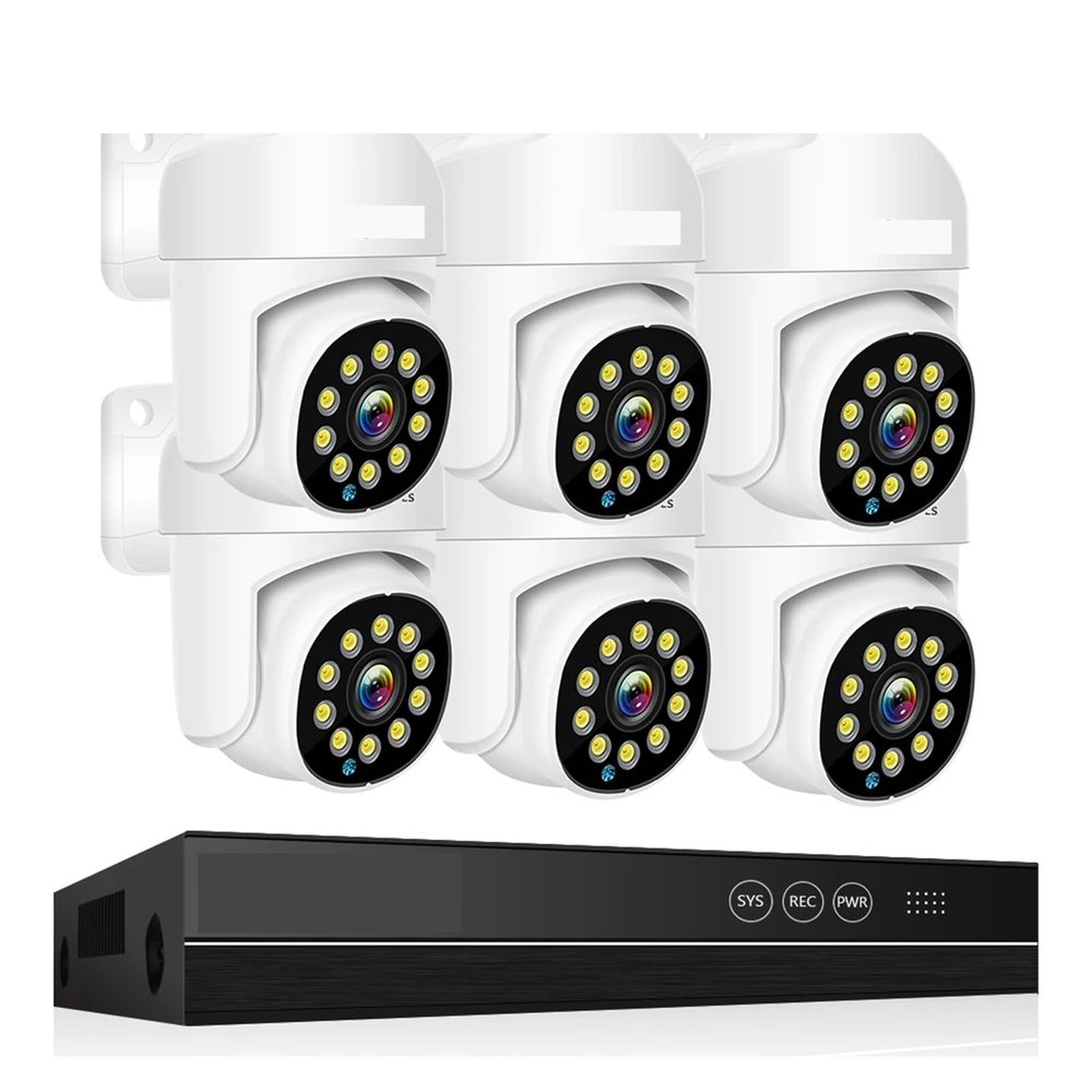 4K Surveillance System 8MP 4MP Two Way Audio PTZ CCTV POE AI Security Camera 8CH P2P NVR Video Surveillance Kit(None,8CH 8MP with 6 Cam)