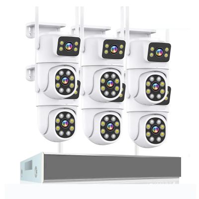 QDVOPHZA H.265 3MP 4MP 5MP Wireless CCTV System Two Way Audio Waterproof WiFi IP Auto Tracking PTZ 10CH NVR Video Surveillance Kit(None,4MP 6 Dual Lens Cam)