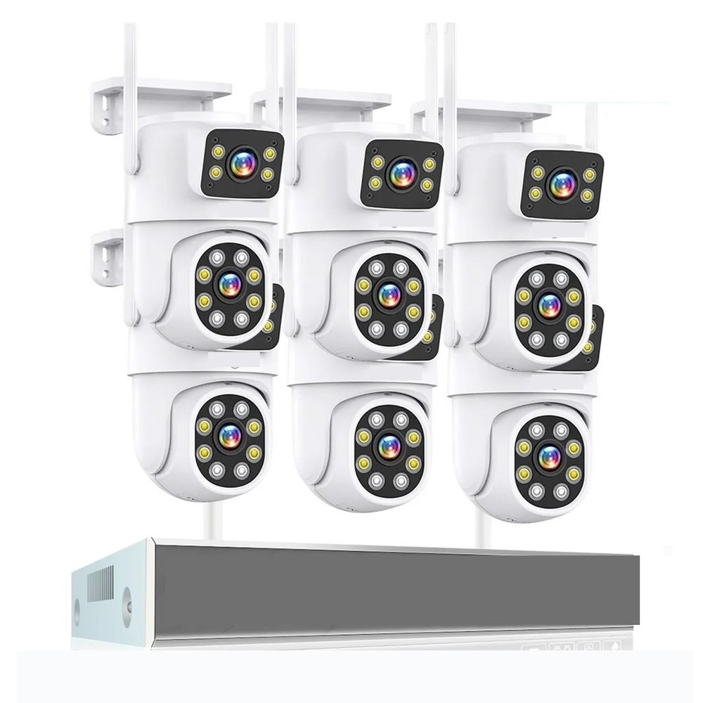 QDVOPHZA H.265 3MP 4MP 5MP Wireless CCTV System Two Way Audio Waterproof WiFi IP Auto Tracking PTZ 10CH NVR Video Surveillance Kit(None,4MP 6 Dual Lens Cam)